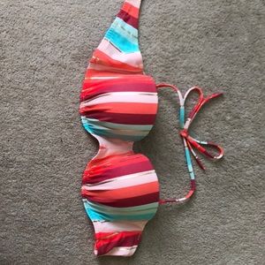 rainbow striped bikini top size 34 B